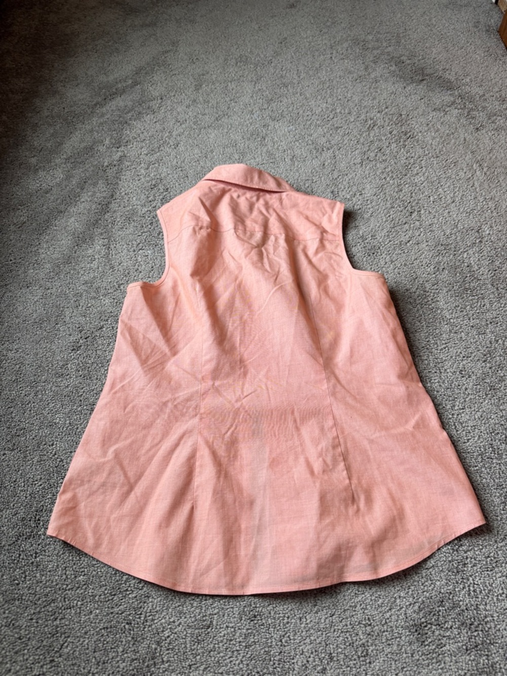Talbots Coral Sleeveless Button Front Blouse Collared Petite SIZE 4P - Picture 5 of 5